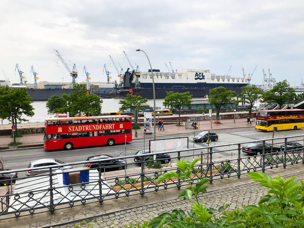 Hamburg harbor views on the tour buses