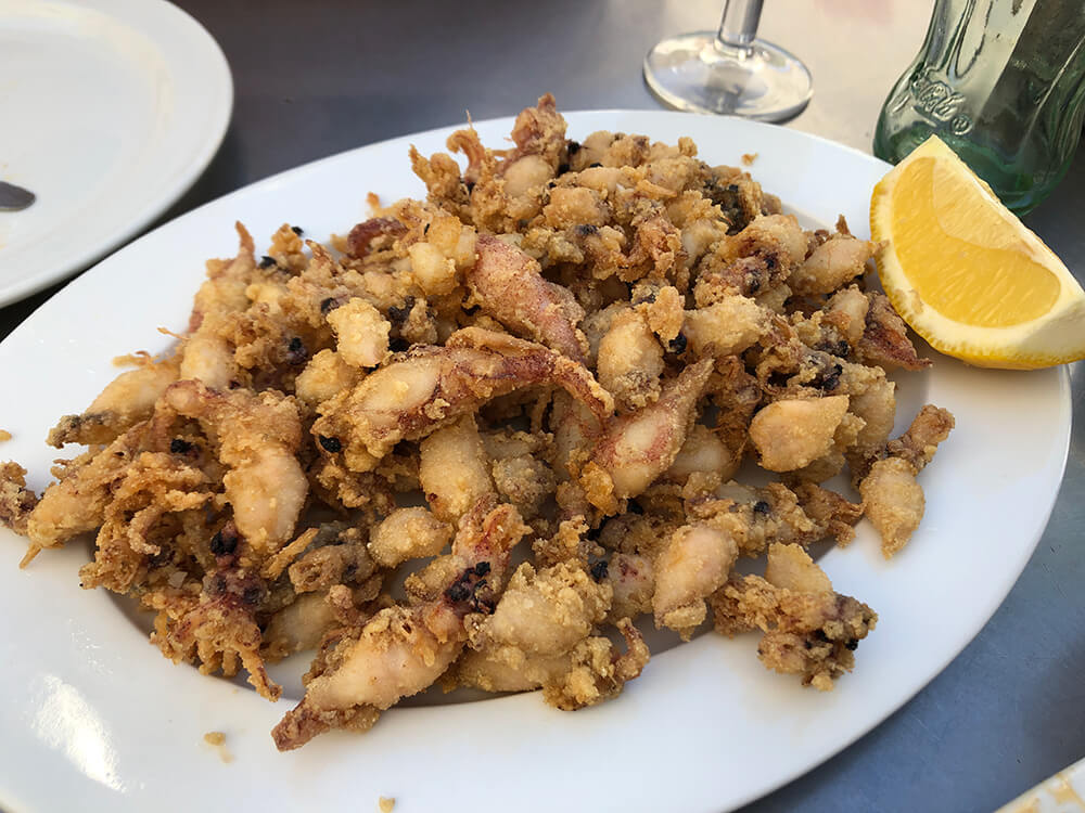 Fried baby squid at Bar Santa Marta Seville